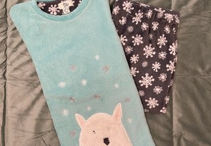 Pijama polar de inverno azul com urso polar