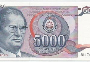 Espadim - Nota de 5.000 Dinara de 1985 - General Tito