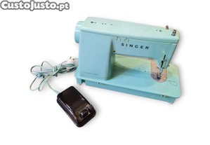 Máquina Costura Vintage SINGER Elétrica c/ Mala   Funcionamento Pedal