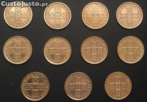 Série completa de 11 moedas de 50 centavos bronze - Portugal - 1969 a 1979