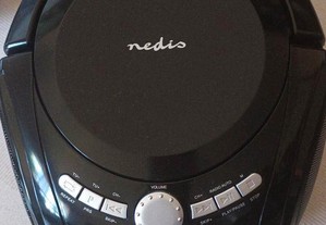 Rádio portátil Nedis Boombox 9 W Bluetooth CD/radio FM/USB/Auxiliar Black NOVO