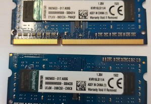 8 GB memória Kingston KVR16LS11/4 (2x4GB)