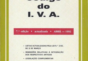 Código do I.V.A. - 7ª edição - Abril 1992
