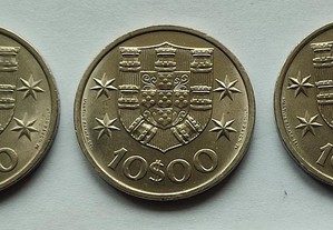 Moedas de 10$00 Escudos 1971, 72 e 73
