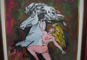 Pintura - cavalo e mulher