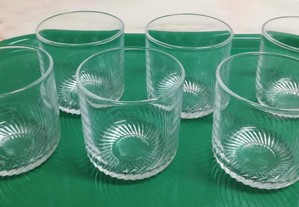 6 Copos de vidro, base em espiral