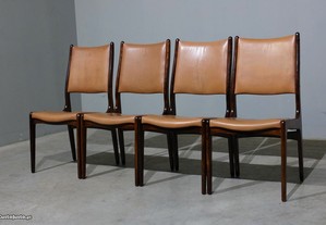 Cadeiras dinamarquesas em pau santo e couro