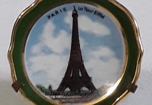 Miniatura prato decorativo Limoges France, Torre Eiffel