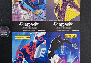 Conjunto Spider-man Across The Spider-verse collectible ticket + pin