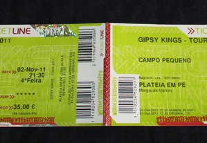 Bilhetes antigos espectáculos concertos eventos Gipsy Kings - Tour 2011