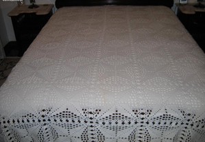 Colcha cama casal algodão de croché