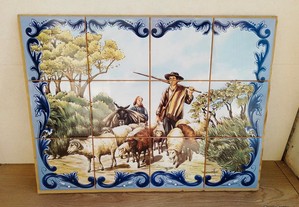 NOVO Painel de Azulejos Pastores e Rebanho de Ovelhas 60x45CM