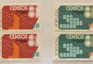 Série 2 quadras selos Censos 81 - 1981