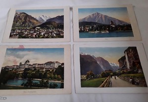 Conjunto 4 gravuras antigas de paisagens Suíça