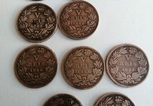 10 moedas de V réis de D. Luís,1882, 1884, 1885,1886