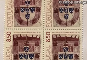 Quadra de selos novos de 8$50 - 5 séculos do Azulejo em Portugal - 1981