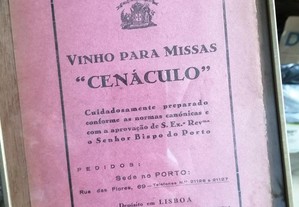 quadro publicitario , vinho para missas , Cenaculo 1953 - ler anuncio