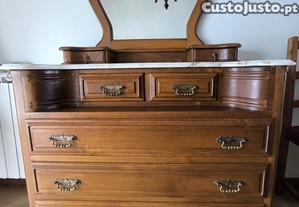 Conjunto quarto antigo - cômoda c/ espelho