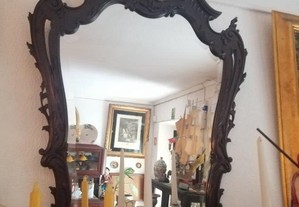 Espelho antigo estilo D.José em talha madeira castanho