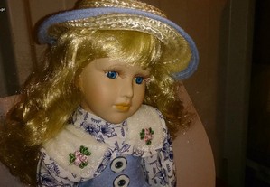 boneca porcelana fiona (original feita à mão) 45cm