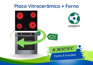 Pack Encastre Placa Vitrocerâmica 4 zonas + Forno 8 funções JOCEL