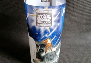 Copo antigo da Pepsi com a publicidade ao filme Star Wars trilogy