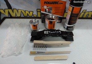 Tinta alta temperatura Foliatec Preto Brilhante para bombas / pinças de travão, kit 3 componentes + kit de instalação.