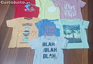 Conjunto de 7 t-shirts para crian�a - 5/6 anos