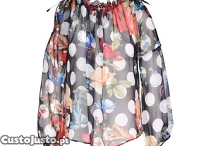 Tunica estampada ás bolas e flores Ferrache