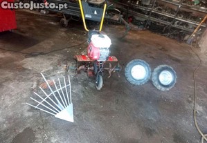 Conjunto de moto enxada, arrancador de batatas e rodas