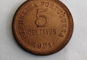 Moeda de 5 centavos 1921, soberba, e outras.
