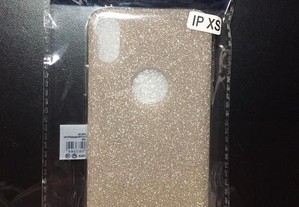 Capa de silicone dourada com brilhantes iPhone XS