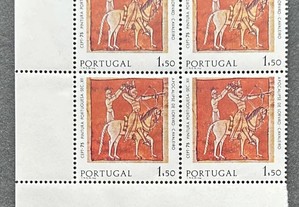 Quadra de selos novos - EUROPA CEPT - Pintura - 1$50 - Portugal - 1975