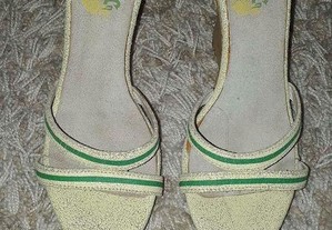 Sandálias/socas em cunha da Replay, verdes em pele
