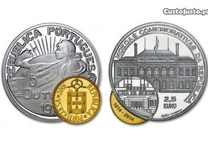 Centenário da República - 2,50 Euros - 2014 - Ouro+Prata = Moeda