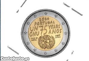 O.N.U. - 75 anos - - - 2,00 Euros - 2020 - - - - - Moeda