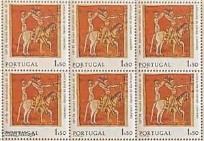 Bloco de 6 selos novos - EUROPA CEPT - Pintura - 1$50 - Portugal - 1975