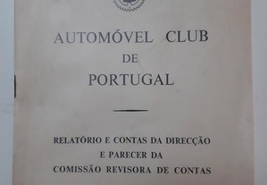 Relatório de contas da Direcção Automóvel Club de Portugal 1961