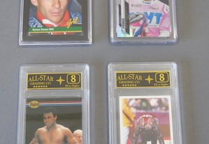 Cartas Graduadas Estrelas Mundiais Desporto, A. Senna, S. Perez, M. Ali, C. Lewis