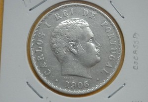 462 - Carlos I: 500 réis 1906 prata (escassa), por 82,00