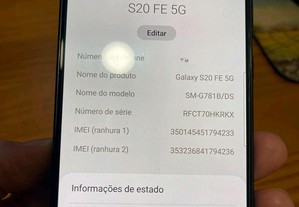 Samsung Galaxy S20 FE, 5G 8gb - 256gb, Azul (Como NOVO)