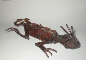 Lagarto Iguana Réptil em ferro artesanato vintage