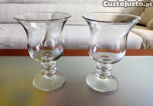 Par de porta velas em vidro Marinha Grande