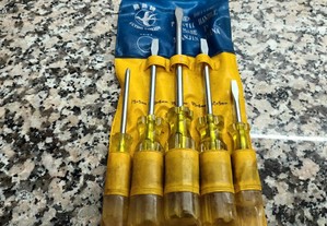 Conjunto de chaves de fenda c/ plástico c/ 5 Peças Amarelas