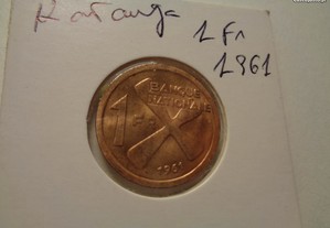 Moeda 1 Franc Katanga Escassa 1961 UNC