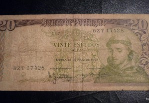 Nota de 20$00 Santo António,1964
