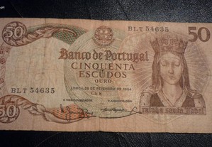 Nota de 50$00,Rainha Santa Isabel,1964
