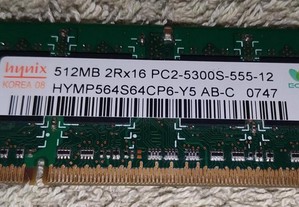 Memória RAM Hynix 512MB 2Rx16 PC2-5300S-555-12
