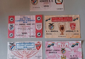 Bilhetes de futebol Benfica Anos 80
