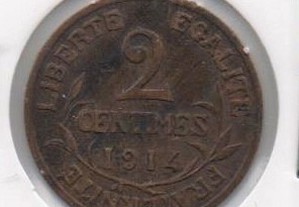 França - 2 Centimes 1914 - bela/soberba 